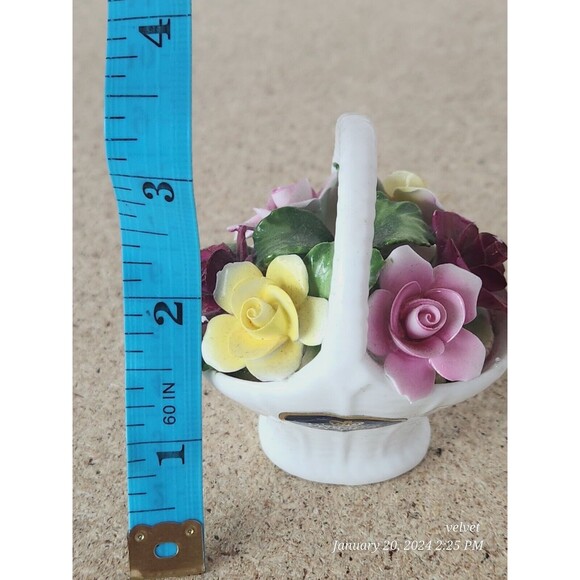 AYNSLEY England Fine Bone China Porcelain Flower Basket Bouquet‎ 3in - Picture 2 of 7